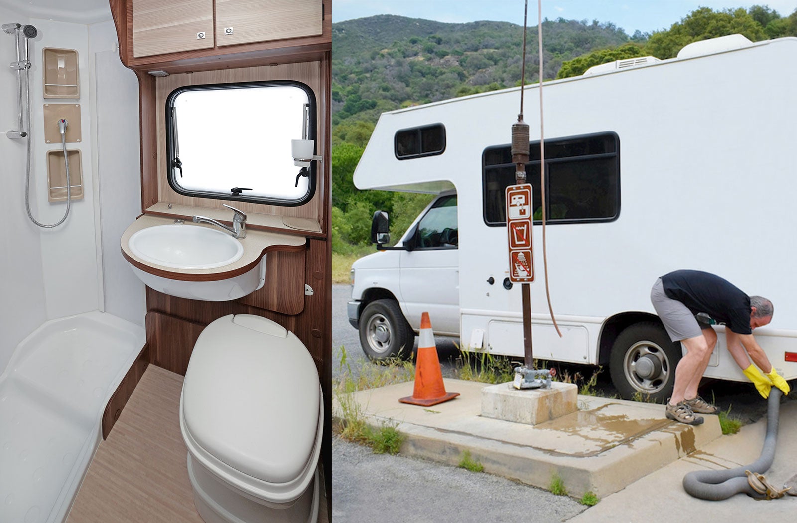 Portable RV/camper toilet and holding tank setup in Charlottesville, Virginia