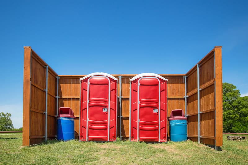 Short-term porta potty units staged for delivery in Charlottesville, Virginia